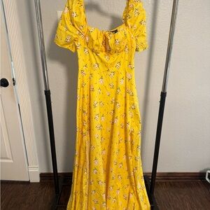 Sunny Yellow Floral Maxi Dress